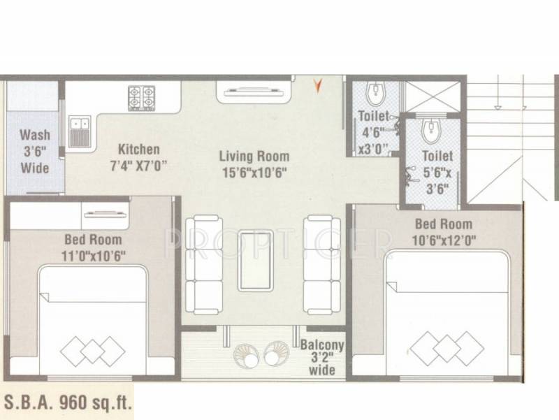 Sneh Sneh Residency (2BHK+2T (960 sq ft) 960 sq ft)