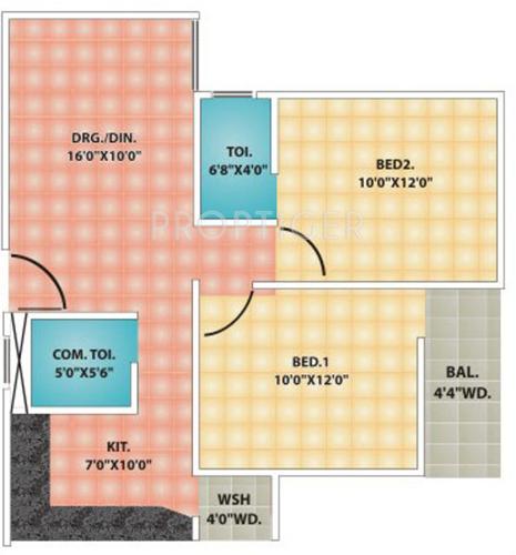  High Rise Apartment (2BHK+2T (911 sq ft) 911 sq ft)