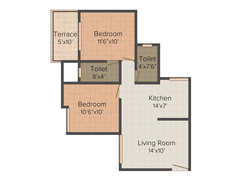 Navratna Exotica (2BHK+2T (806 sq ft) 806 sq ft)