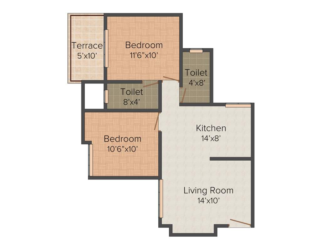 Navratna Exotica (2BHK+2T (821 sq ft) 821 sq ft)