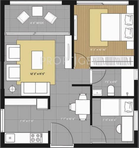Amanora Future Towers (1BHK+1T (756 sq ft)   Study Room 756 sq ft)