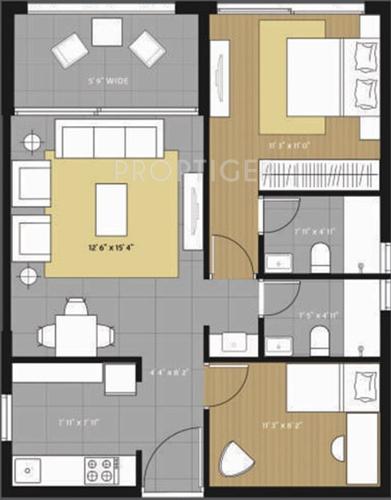 Amanora Future Towers (1BHK+2T (910 sq ft) + Study Room 910 sq ft)