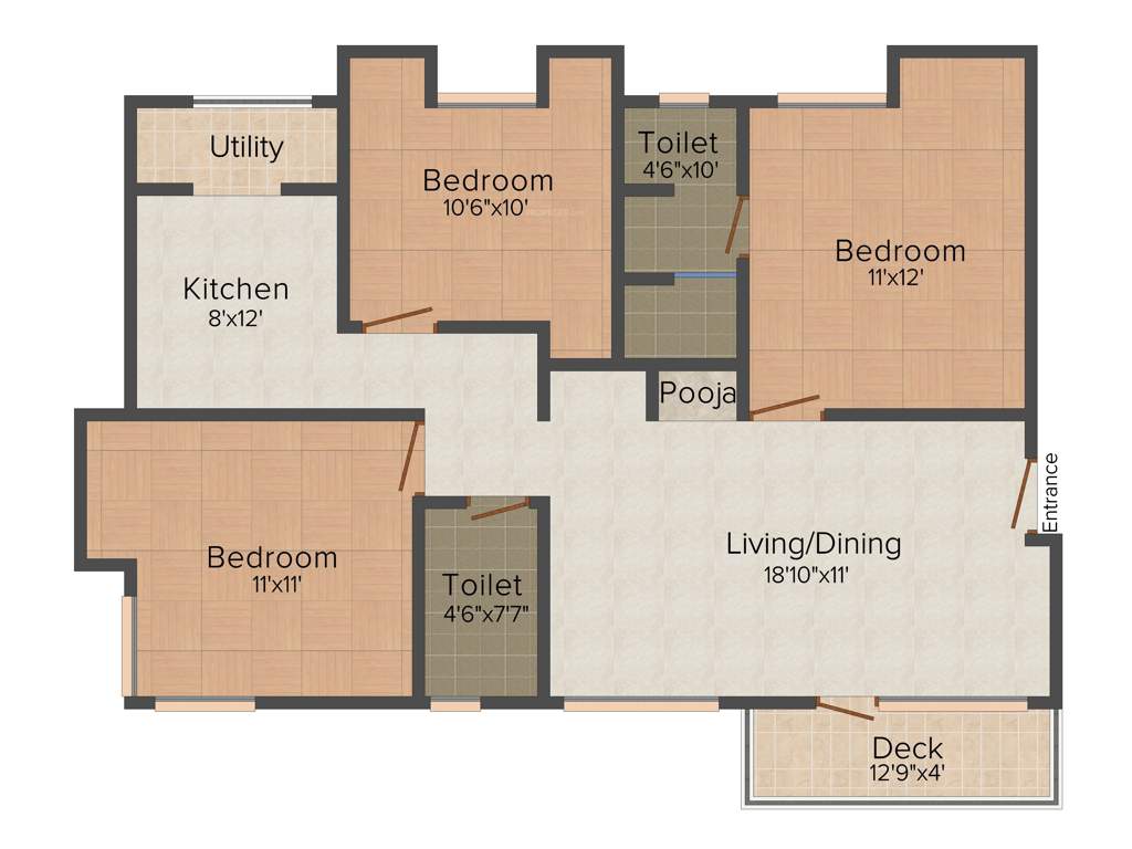 Atikramya Iha (3BHK+2T (1,274 sq ft)   Pooja Room 1274 sq ft)