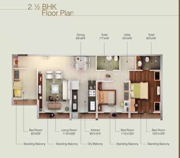 Thakkers Eva Luxuria (2BHK+2T (1,238 sq ft) 1238 sq ft) Thakkers Eva Luxuria (2BHK+2T (1,238 sq ft) 1238 sq ft)