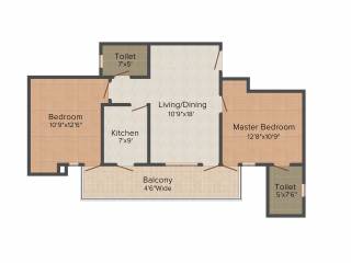 TDI Espania Heights (2BHK+2T (1,075 sq ft) 1075 sq ft)