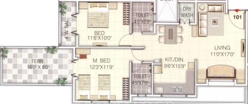 Sai Shilp Residency (2BHK+2T (1,230 sq ft) 1230 sq ft)