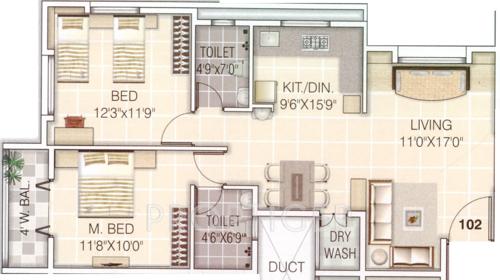 Sai Shilp Residency (2BHK+2T (1,165 sq ft) 1165 sq ft)