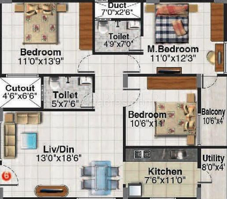 Maan Sai Enclave (2BHK+2T (1,250 sq ft) 1250 sq ft)