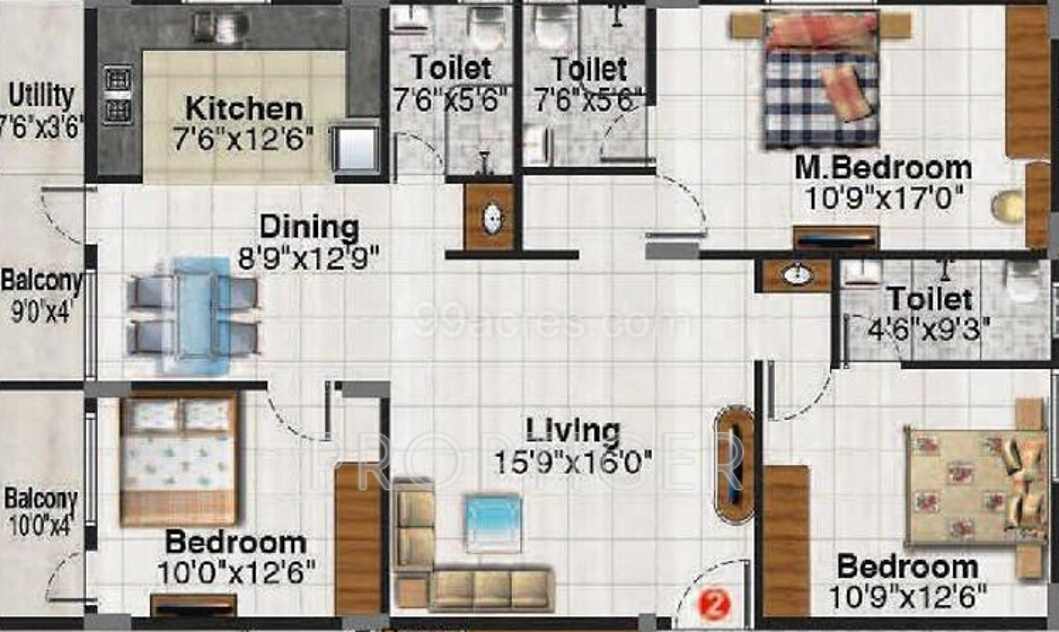 Maan Sai Enclave (3BHK+3T (1,570 sq ft) 1570 sq ft)