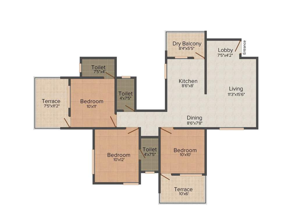 Ellora Nakshatra (3BHK+3T (1,412 sq ft) 1412 sq ft)