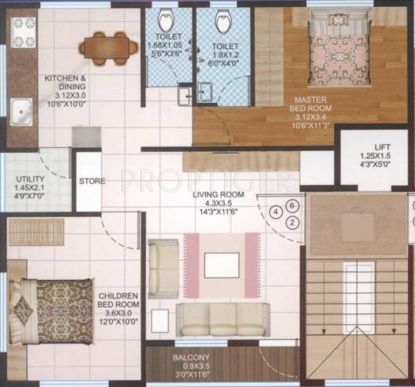 Krystal Kamal (2BHK+2T (894 sq ft) 894 sq ft)