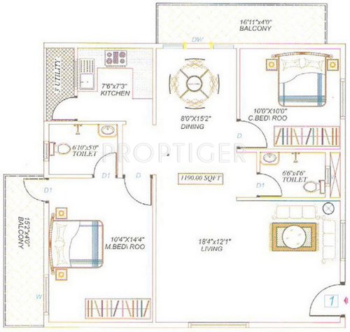 Divya Sai Enclave (2BHK+2T (1,190 sq ft) 1190 sq ft)