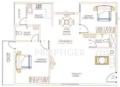 Divya Sai Enclave (2BHK+2T (1,241 sq ft) 1241 sq ft)