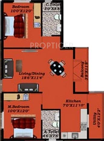 Promax Helios Enclave (2BHK+2T (820 sq ft) 820 sq ft)