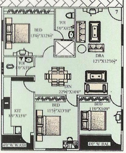 Gruha Deepikas Palace (3BHK+2T (1,485 sq ft) 1485 sq ft)