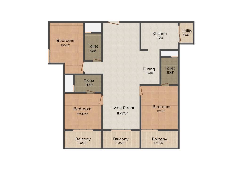 Aashrayaa Citadel (3BHK+3T (1,680 sq ft) 1680 sq ft)