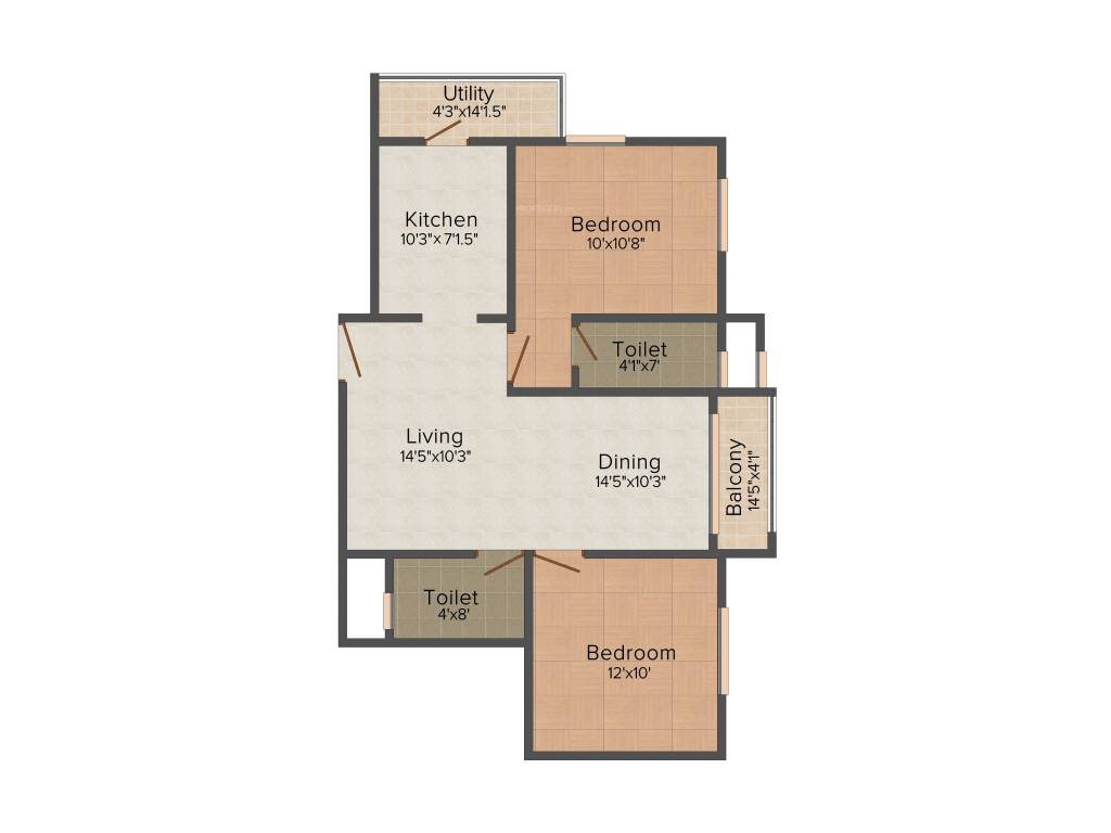 Anitech Lemongrass (2BHK+2T (970 sq ft) 970 sq ft)