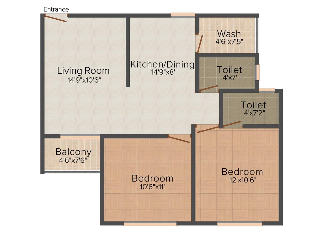 Park Park Plaza (2BHK+2T (1,035 sq ft) 1035 sq ft)