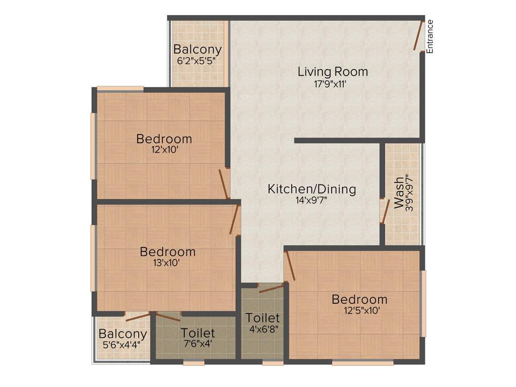 Park Park Plaza (3BHK+3T (1,370 sq ft) 1370 sq ft)
