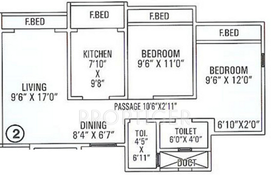 SDC Dev Paradise (2BHK+2T (1,040 sq ft) 1040 sq ft)