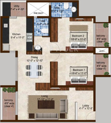 Marvel Domicilia (2BHK+2T (1,375 sq ft) 1375 sq ft)