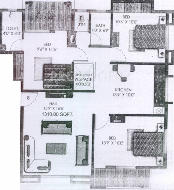 Vinayaka Shrijay Apartment (3BHK+3T (1,310 sq ft) 1310 sq ft)
