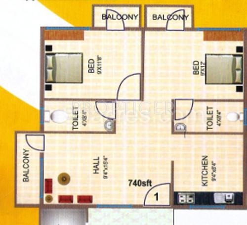 Lakshmi Lakshmi Nilayam (2BHK+2T (740 sq ft) 740 sq ft)