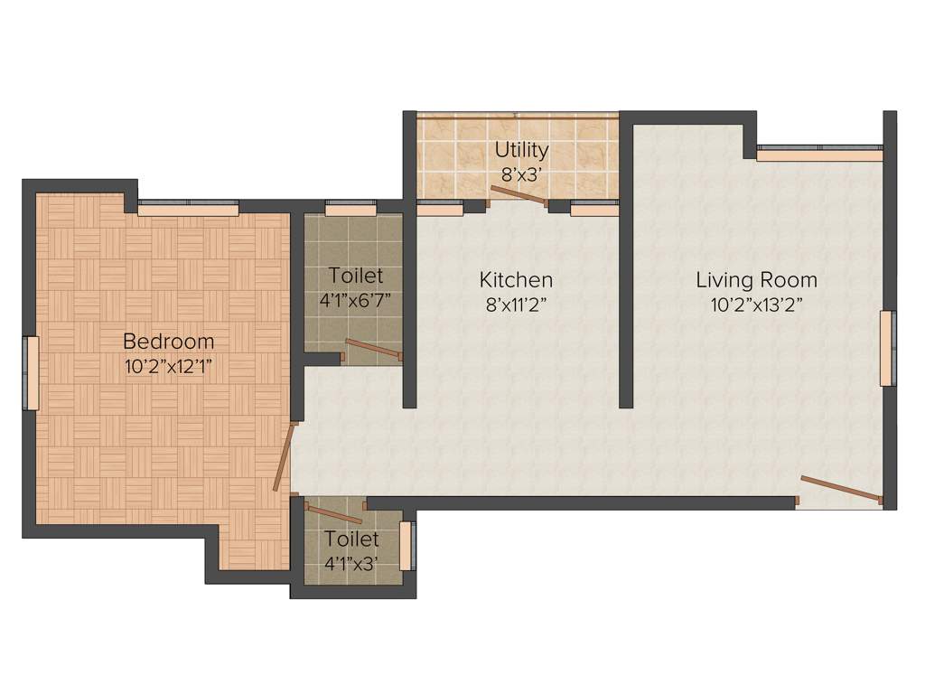 JD Green Paradise (1BHK+1T (738 sq ft) 738 sq ft)