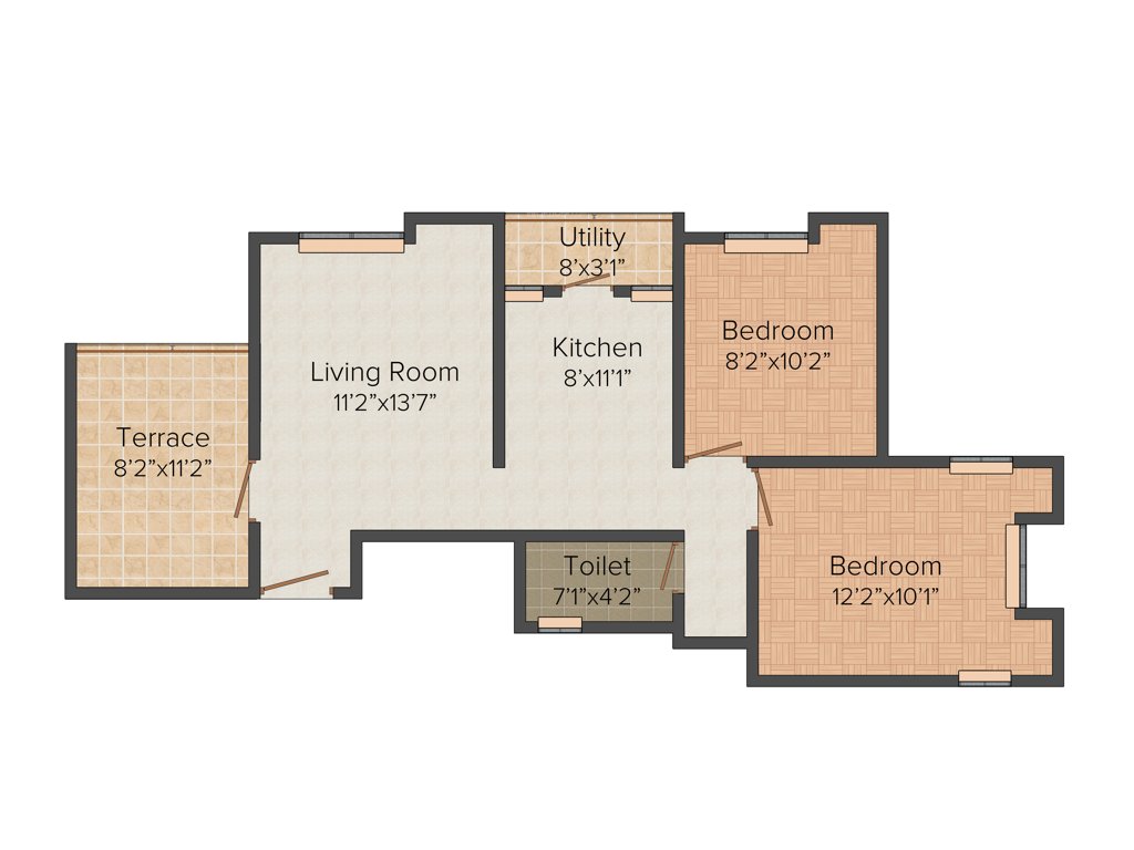 JD Green Paradise (2BHK+2T (937 sq ft) 937 sq ft)