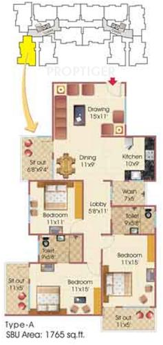 RSR Housing and Construction Pvt Ltd Opel Regency (3BHK+3T (1,765 sq ft) 1765 sq ft)