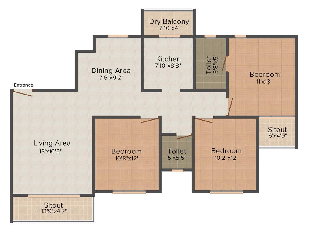 Global Megaventure Pvt Ltd Olaan 3BHK+3T (1,056 sq ft)