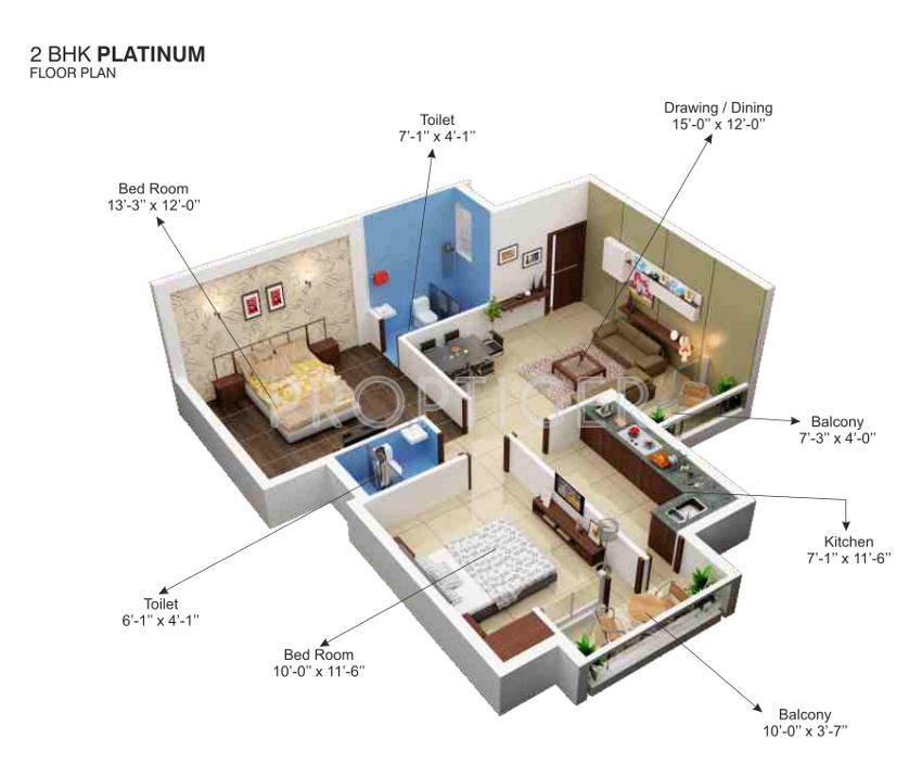 Aadhhaar Symphony (2BHK+2T (1,050 sq ft) 1050 sq ft)