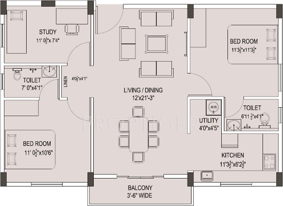 Alps Northbrook (2BHK+2T (1,154 sq ft) + Study Room 1154 sq ft) Alps Northbrook (2BHK+2T (1,154 sq ft) + Study Room 1154 sq ft)