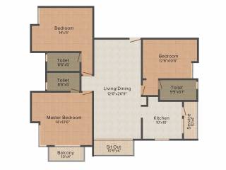 Newry Properties Carnation 3BHK+3T (1,810 sq ft)