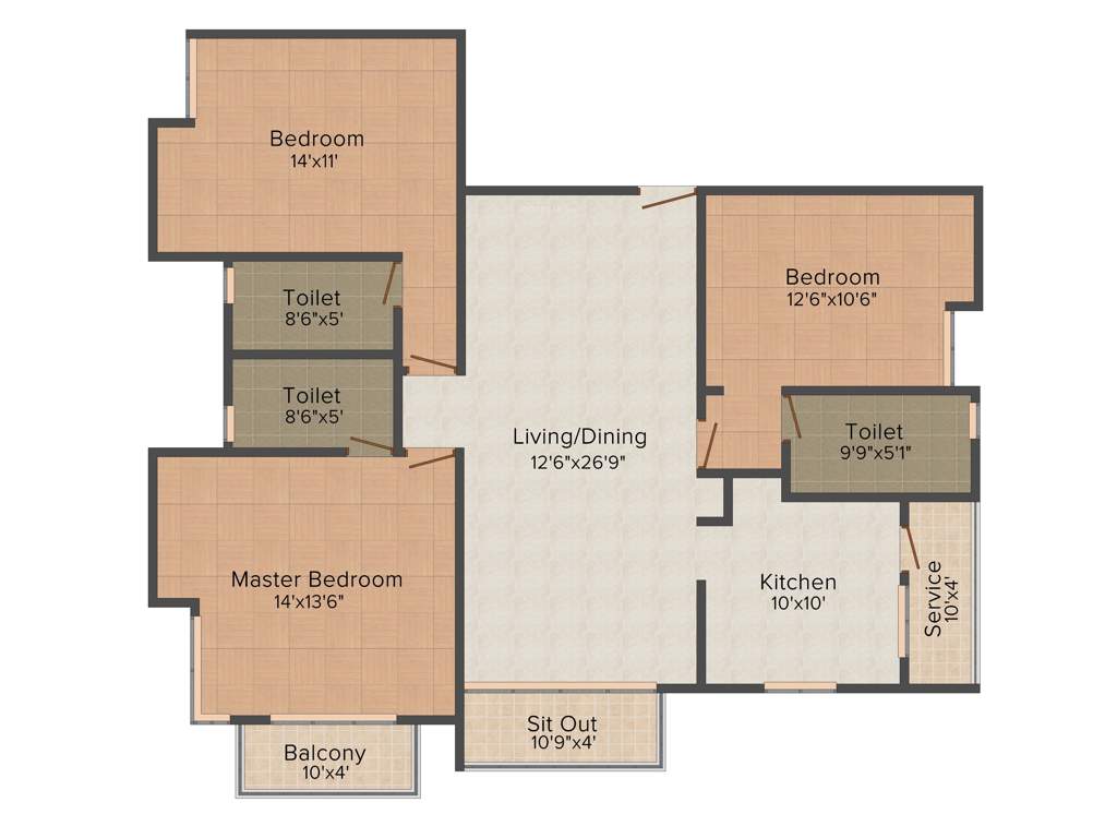 Newry Properties Carnation 3BHK+3T (1,810 sq ft)