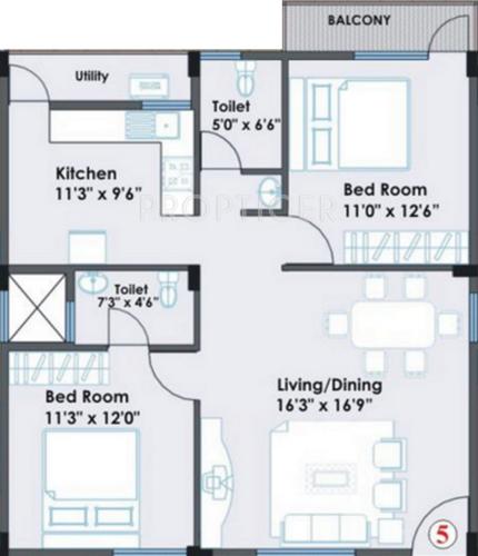 Flora Anand Kuteera (2BHK+2T (1,050 sq ft) 1050 sq ft)