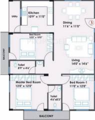 Flora Anand Kuteera (3BHK+2T (1,413 sq ft) 1413 sq ft)