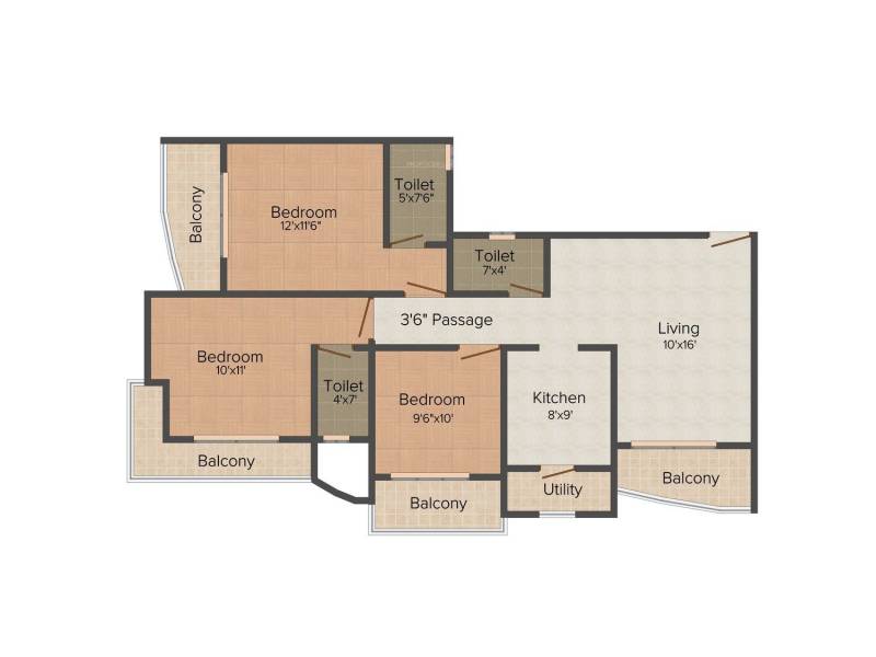 Leena Bhairav Residency (3BHK+3T (1,340 sq ft) 1340 sq ft)