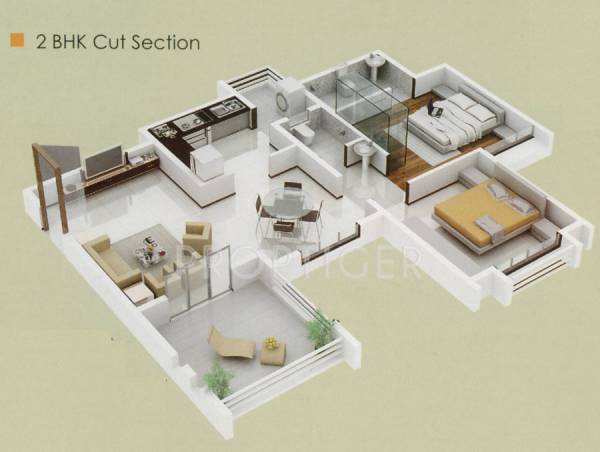 Aman Vedas Space (2BHK+2T (1,040 sq ft) 1040 sq ft)