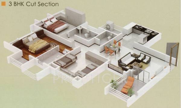 Aman Vedas Space (3BHK+3T (1,335 sq ft) 1335 sq ft)