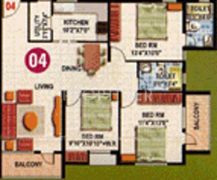 AR Sonesta Cosmos Floor Plan (3BHK+2T)
