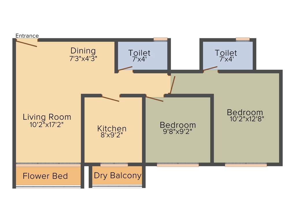 Evershine Avenue (2BHK+2T (598 sq ft) 598 sq ft)