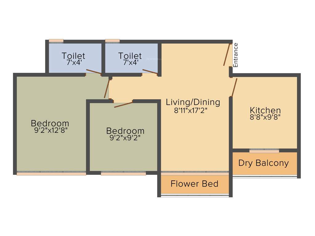 Evershine Avenue (2BHK+2T (518 sq ft) 518 sq ft)