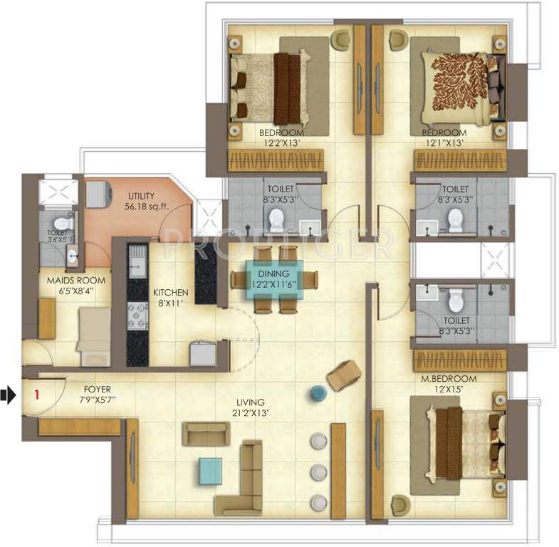 Peninsula Celestia Spaces (3BHK+3T (2,303 sq ft) + Servant Room 2303 sq ft)