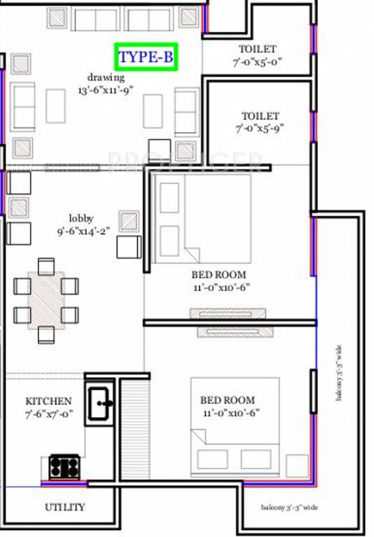 Nirmala Nirmala Tower (2BHK+2T (1,080 sq ft) 1080 sq ft)