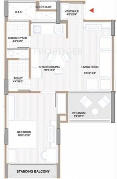  Apollo DB City (1BHK+1T (690 sq ft) 690 sq ft)
