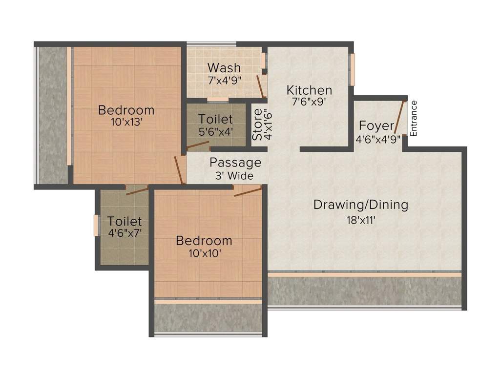 Aaryan Gloria (2BHK+2T (1,215 sq ft) 1215 sq ft)