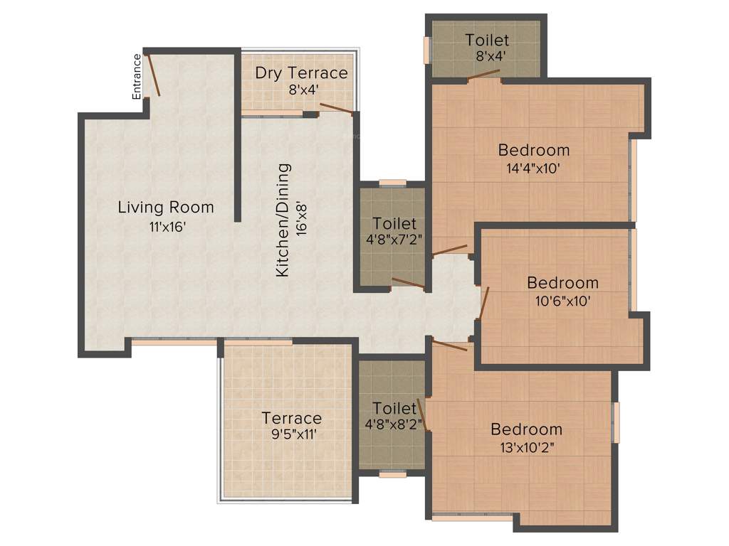 Vrindavan Barsana Dham (3BHK+3T (1,379 sq ft) 1379 sq ft)