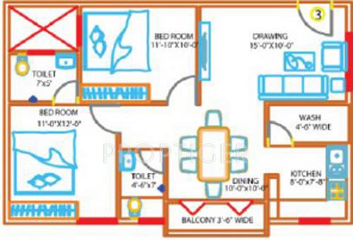 Vandana SS Lake View (2BHK+2T (980 sq ft) 980 sq ft)