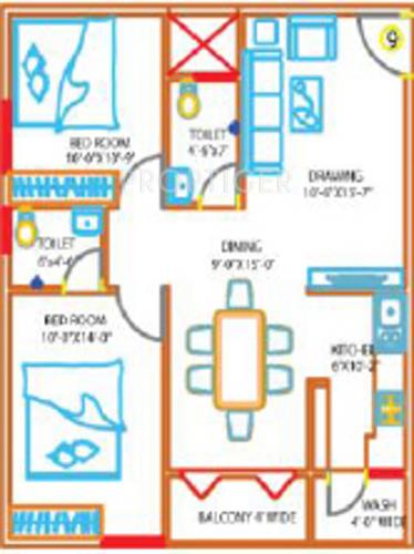 Vandana SS Lake View (2BHK+2T (985 sq ft) 985 sq ft)